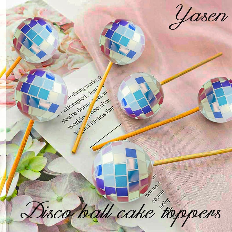 Disco retro fantasy color ball bamboo stick wooden stick cake decoration festival party decoration plug-in food baking 2