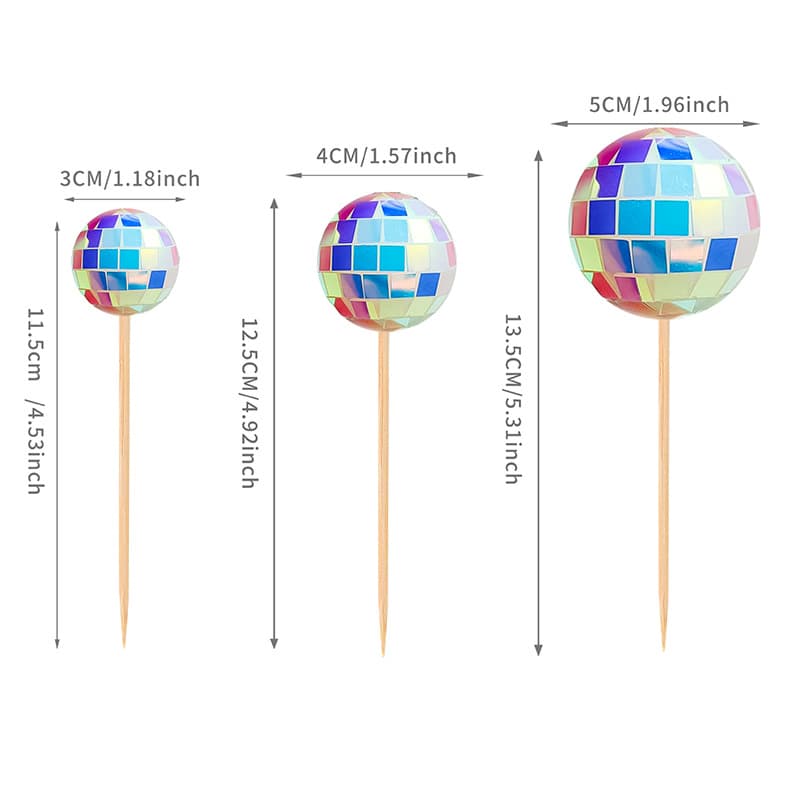 Disco retro fantasy color ball bamboo stick wooden stick cake decoration festival party decoration plug-in food baking 4