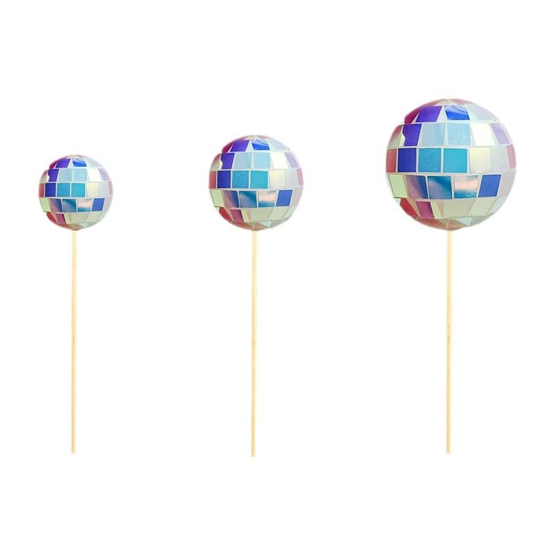 Disco retro fantasy color ball bamboo stick wooden stick cake decoration festival party decoration plug-in food baking 5