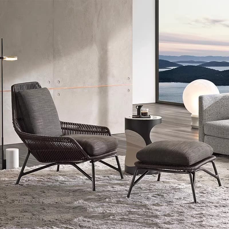 Outdoor rattan chair coffee table three-piece set courtyard garden open-air outdoor balcony rope single sofa chair courtyard outdoor 2