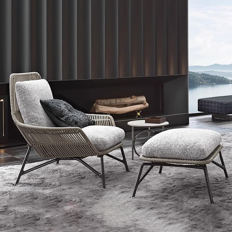 Outdoor rattan chair coffee table three-piece set courtyard garden open-air outdoor balcony rope single sofa chair courtyard outdoor 1