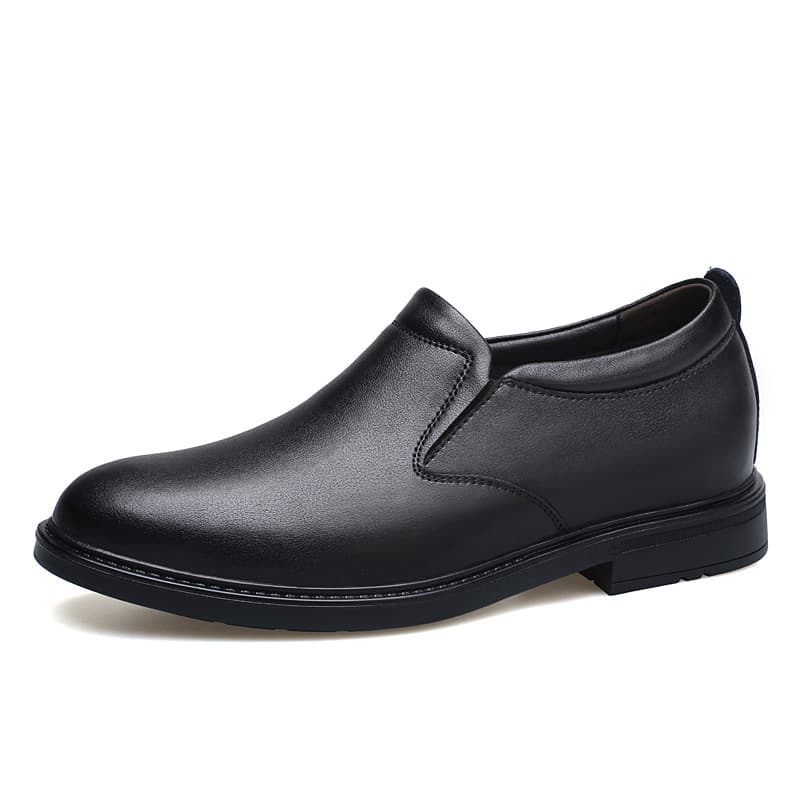 Men's shoes with 8CM inner height increase, business leather shoes, gentlemen's formal casual shoes, spring low-top leather-covered British slip-on thick-soled shoes 5