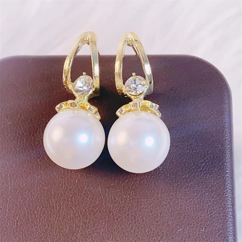 Red demi-season sophisticated elegant universal earrings from pearl, french style 4