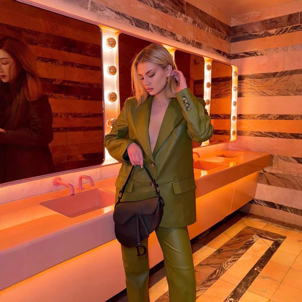 (Cross-border trading), green long-sleeve, classic suit jacket, trousers, fashionable set, bright catchy style 2