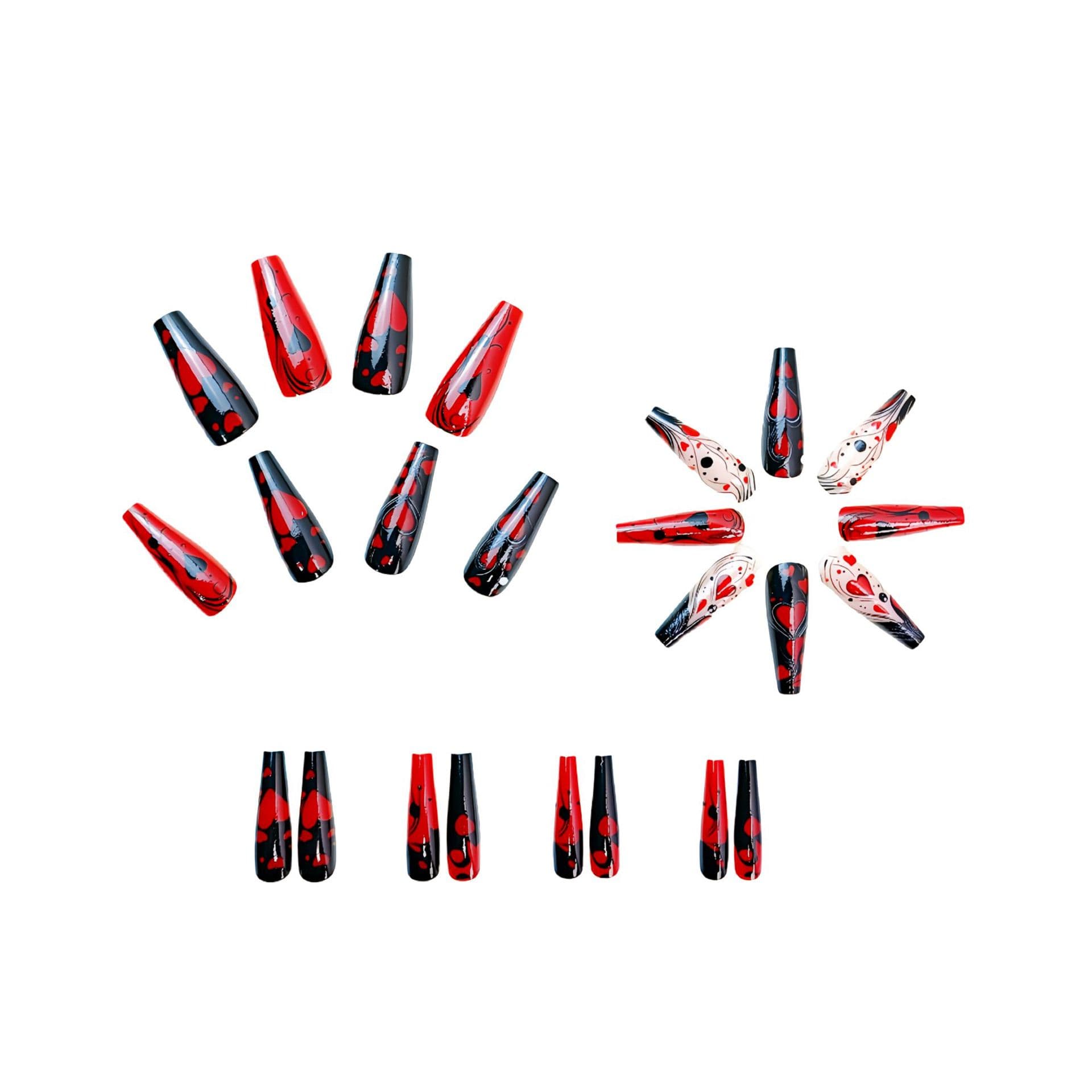 Long red shiny nail stickers for St. Valentine's Day for manicure contains rose, Birthday gift 5