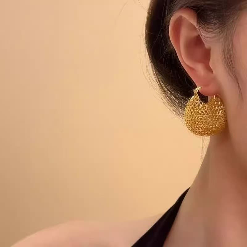 Golden bag, elegant retro universal earrings, Chinese style, light luxury style, high-quality style 2