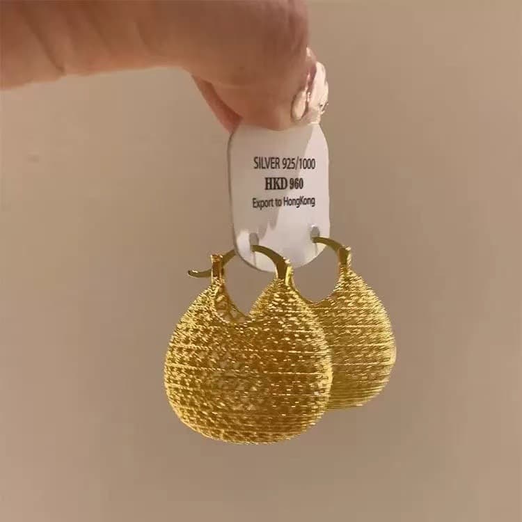 Golden bag, elegant retro universal earrings, Chinese style, light luxury style, high-quality style 3