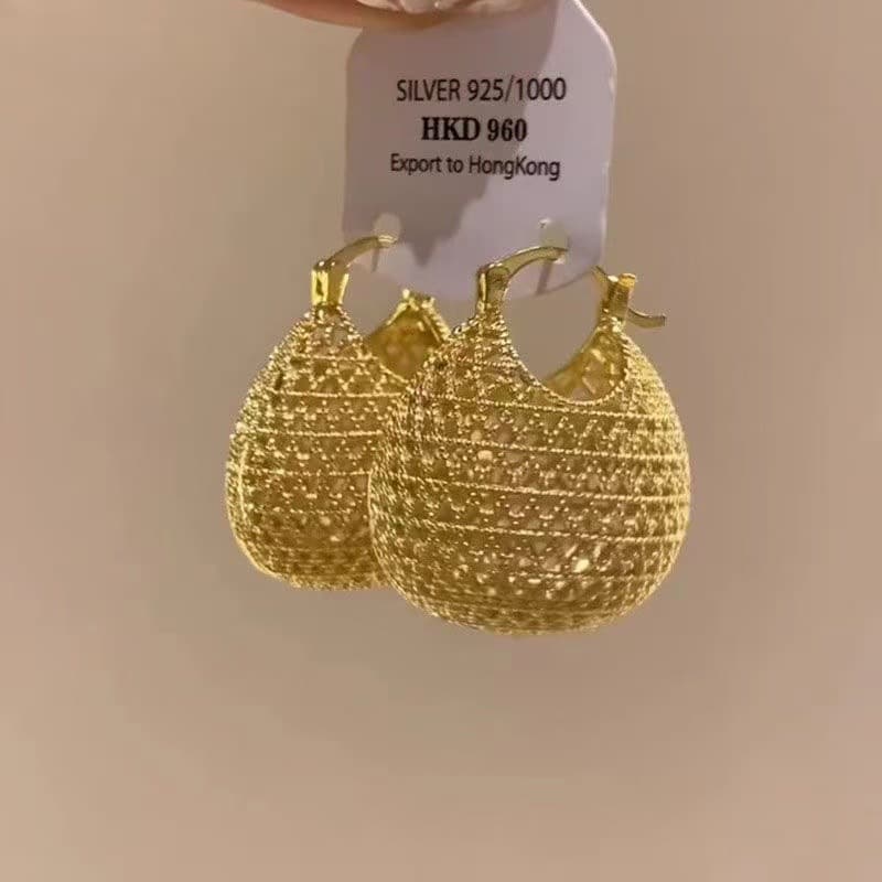 Golden bag, retro universal earrings, Chinese style, light luxury style, high-quality style, bright catchy style