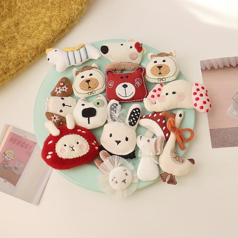 Cloth, cute brooch, hair accessory, hairgrip, accessories, with little bears, DIY 2