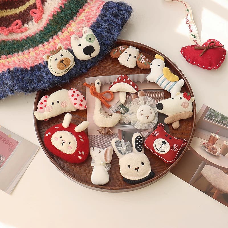 Cloth, cute brooch, hair accessory, hairgrip, accessories, with little bears, DIY 3