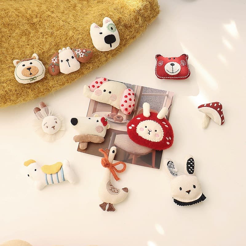 Cloth, cute brooch, hair accessory, hairgrip, accessories, with little bears, DIY 4