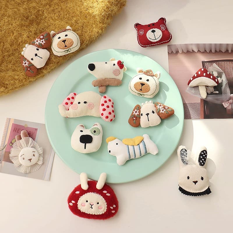 Cloth, cute brooch, hair accessory, hairgrip, accessories, with little bears, DIY 1