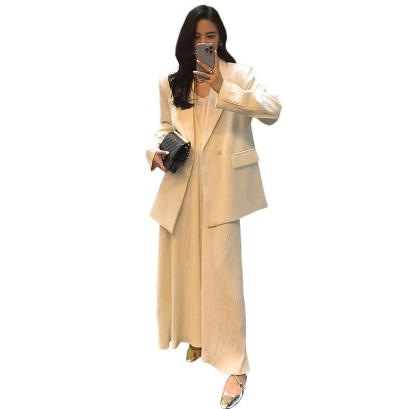 Classic suit, set, autumn slip dress for leisure, skirt, elegant jacket, high-quality style, bright catchy style 5