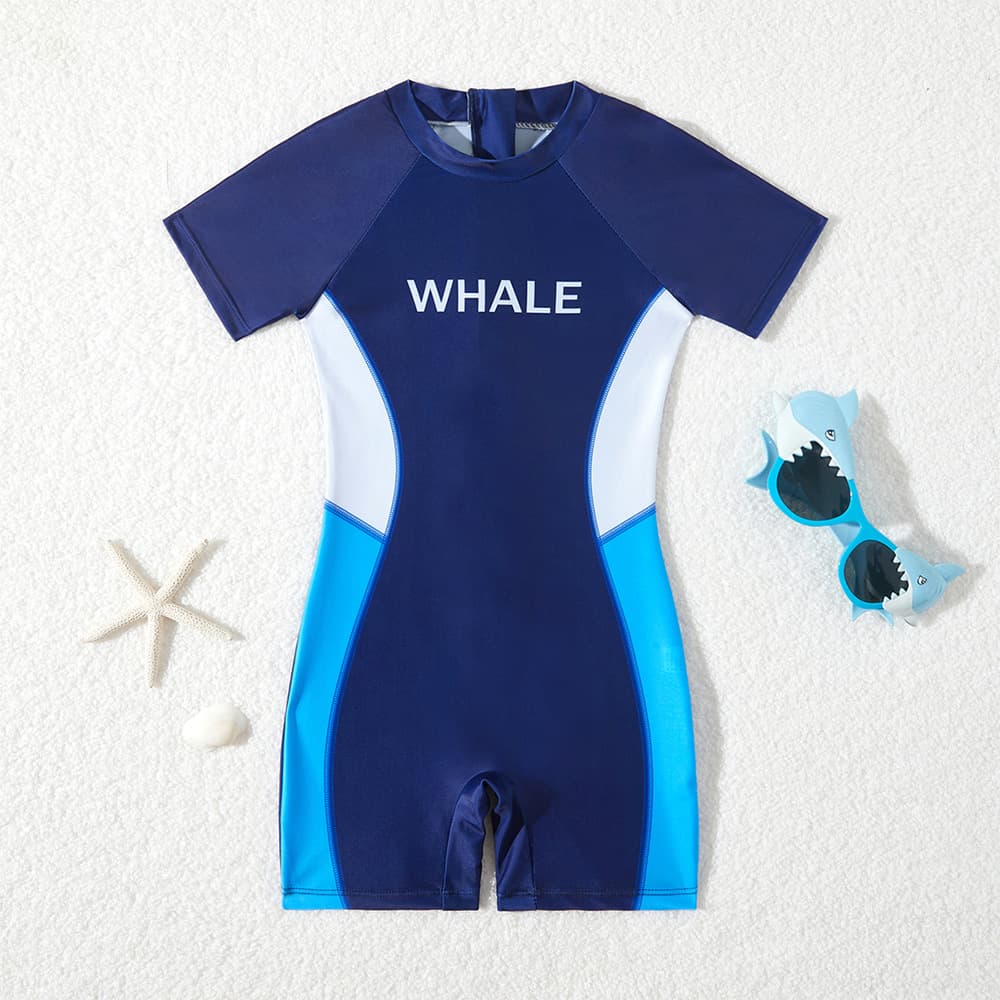 (Cross-border trading), children's swimwear, cartoon overall, sun protection, with short sleeve 3