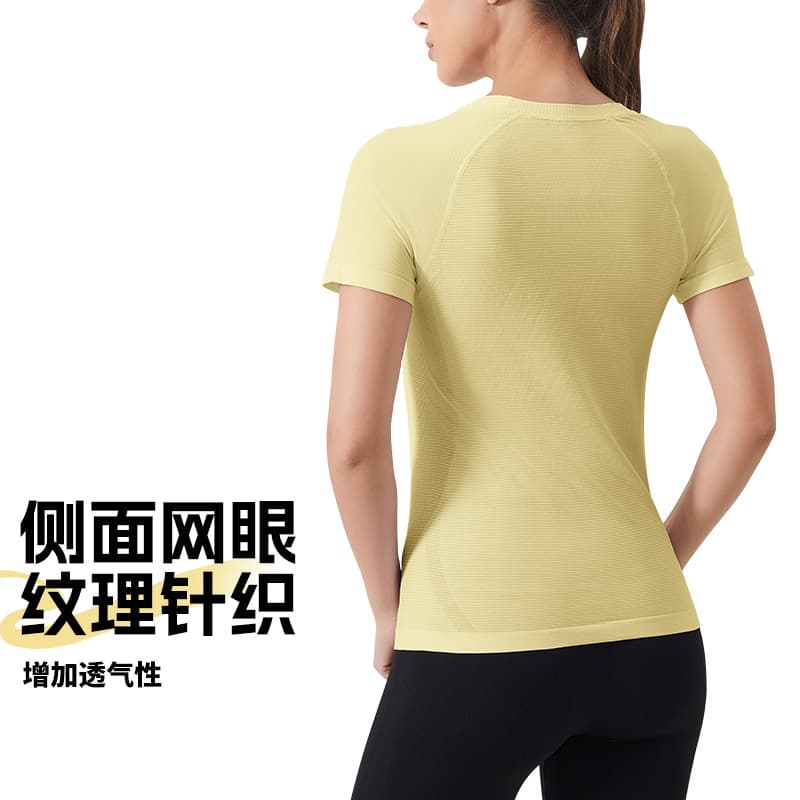 Sports yoga clothing for gym, quick dry short sleeve T-shirt for training, tight, for running, with short sleeve 2