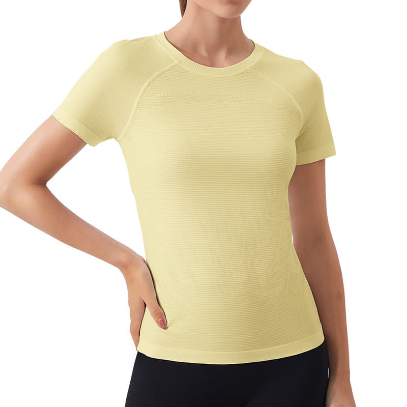 Sports yoga clothing for gym, quick dry short sleeve T-shirt for training, tight, for running, with short sleeve 5