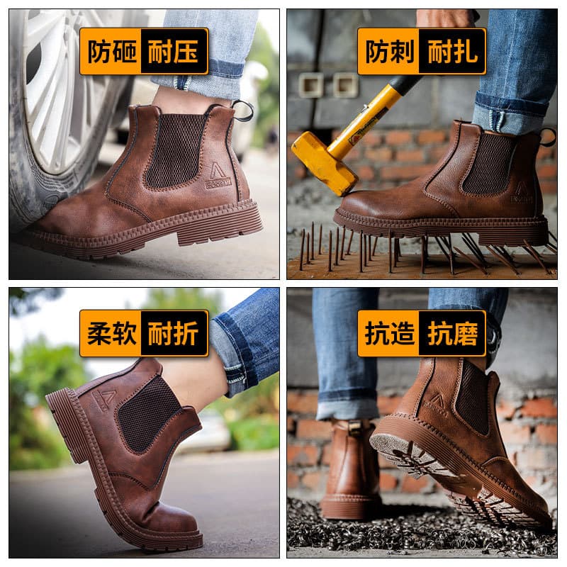 Cross-border super fiber high-top labor protection shoes Wear-resistant, anti-smash and puncture-proof high-top labor protection shoes All-season labor protection shoes for men 4