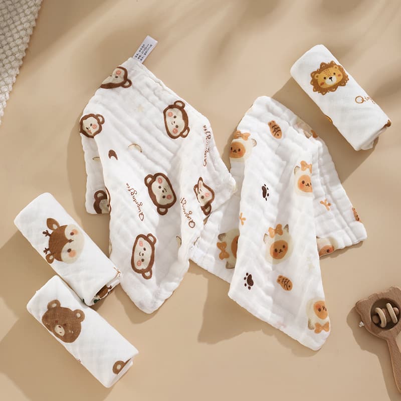Children's gauze towel, eating bib for new born, soft scarf for face washing, water absorbent 3
