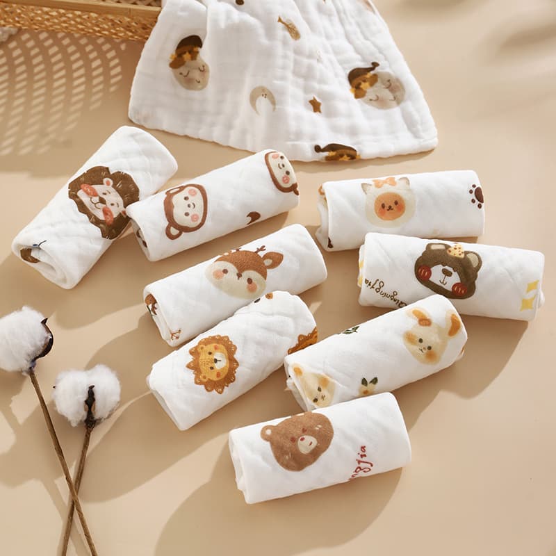 Children's gauze towel, eating bib for new born, soft scarf for face washing, water absorbent 4