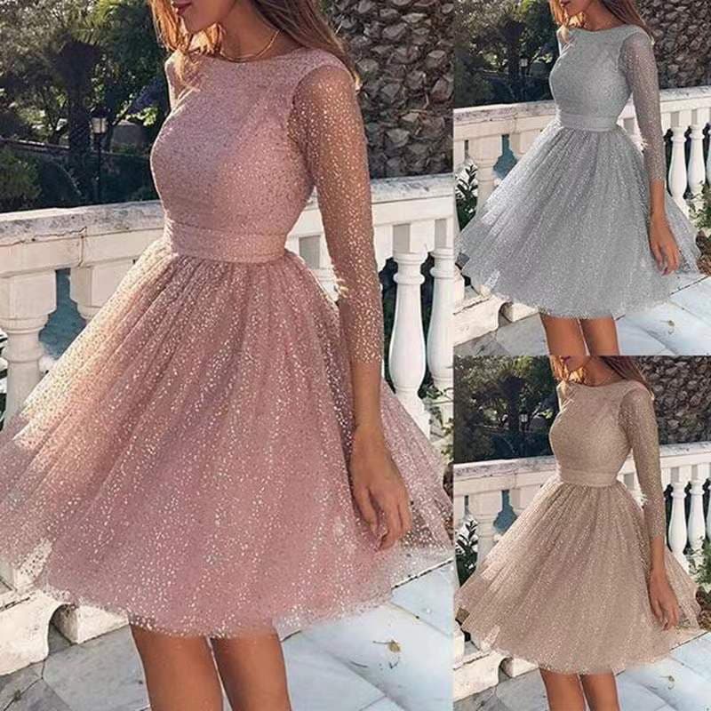 (Cross-border trading), long-sleeve, fashionable evening dress, high waist