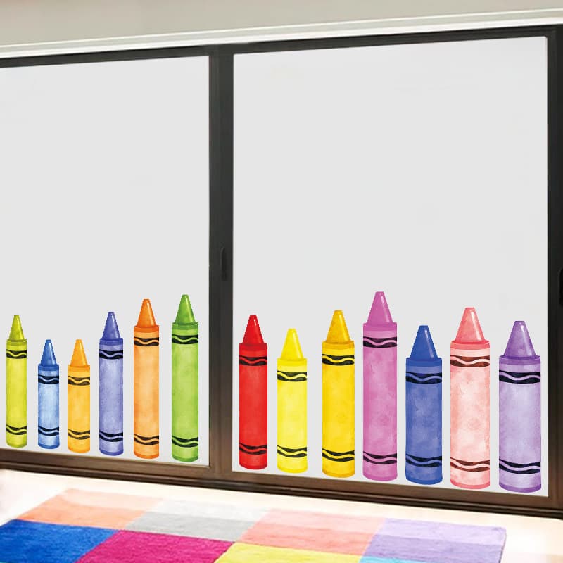 Watercolour, crayons, school pencil on wall, children's self-adhesive sticker PVC, training 4