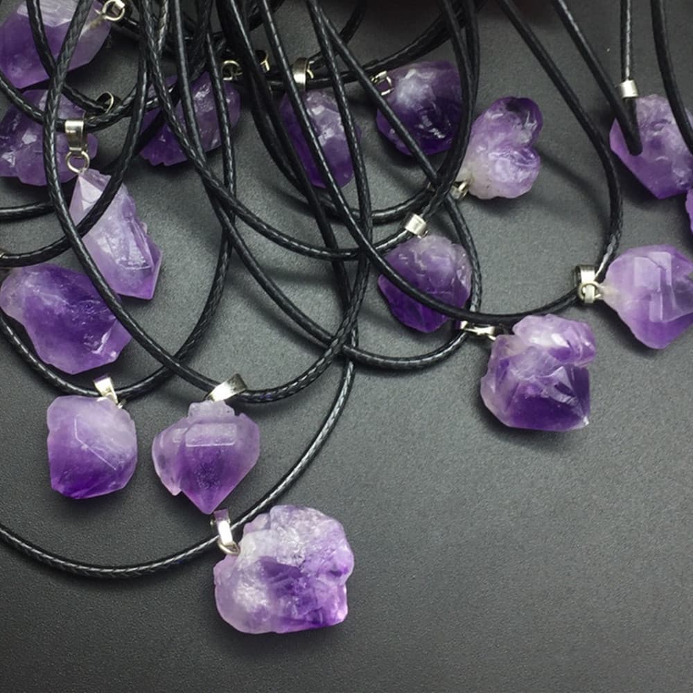 Natural water, crystal pendant with amethyst, crystal necklace, lavender natural ore, jewelry, Birthday gift 1