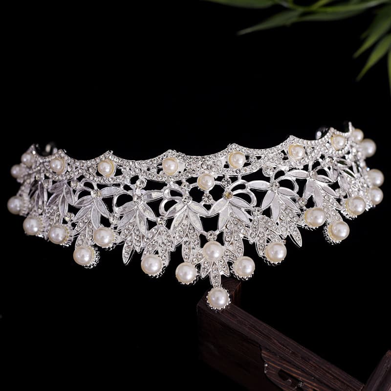 2024 Crown Bridal Tiara Wedding Veil Wedding Veil Married Girl Wedding Pearl Princess High-end Birthday Fairy Spirit Adult 4