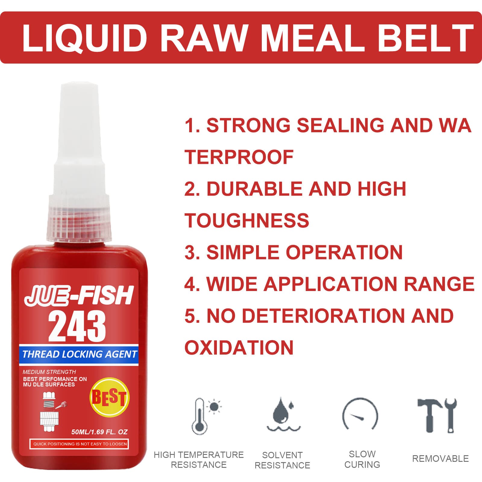 Jue-FISH Glipper sealing agent liquid raw material with liquid tubular thread threaded anaerobic anti-loose lock lock-locking glue 4