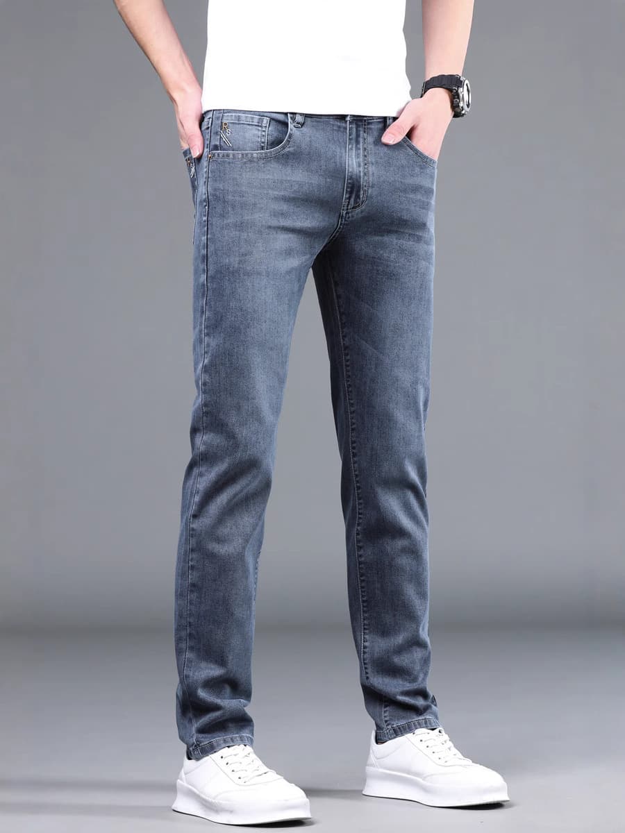 Autumn elastic jeans, soft comfortable trousers, loose straight fit 3