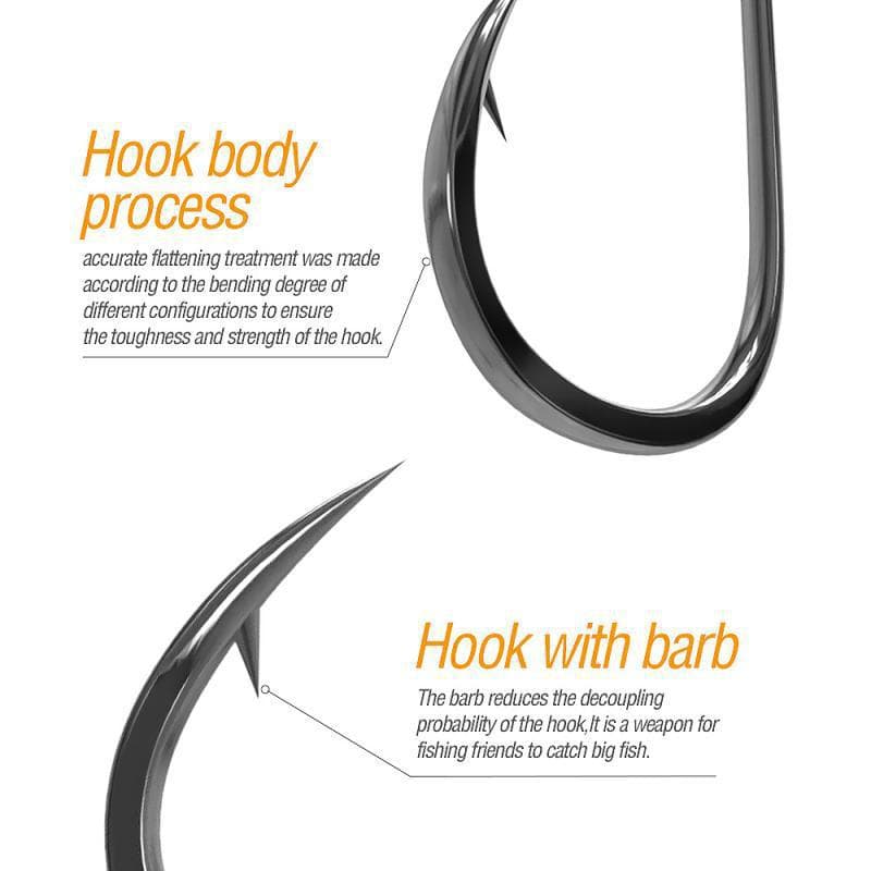 [50pcs/box High Carbon Steel Sea Fishing Sharp Hook 3#-16#] 4