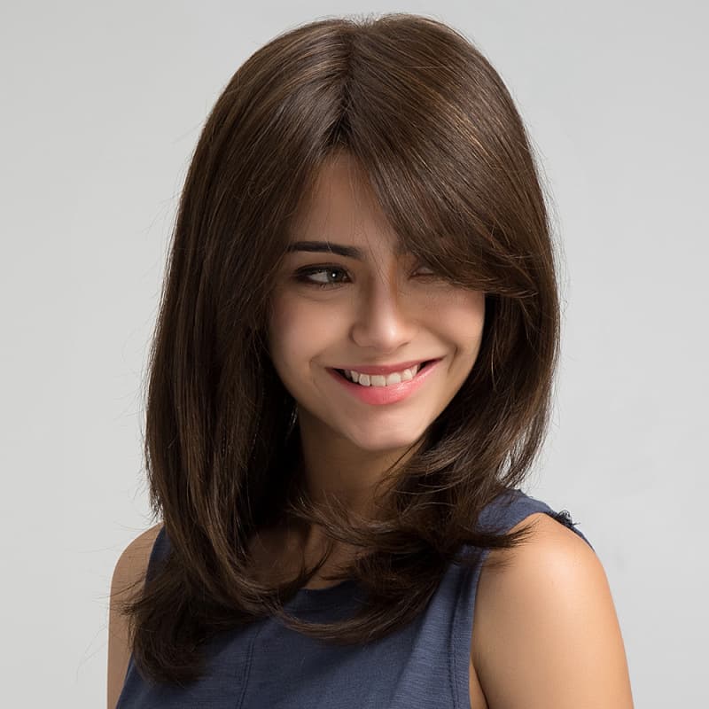 [ESIN Synthetic Dark Brown Wig Long Wave Wigs for Women Hair] 3