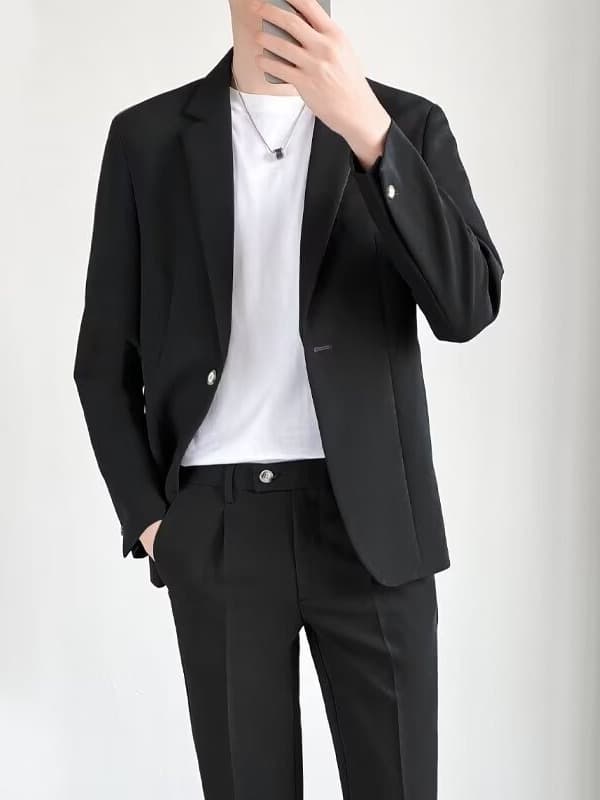 Men's suit, set, demi-season jacket, high-quality style, Korean style 2