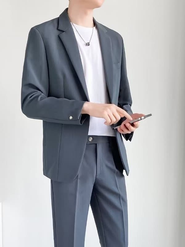 Men's suit, set, demi-season jacket, high-quality style, Korean style 3