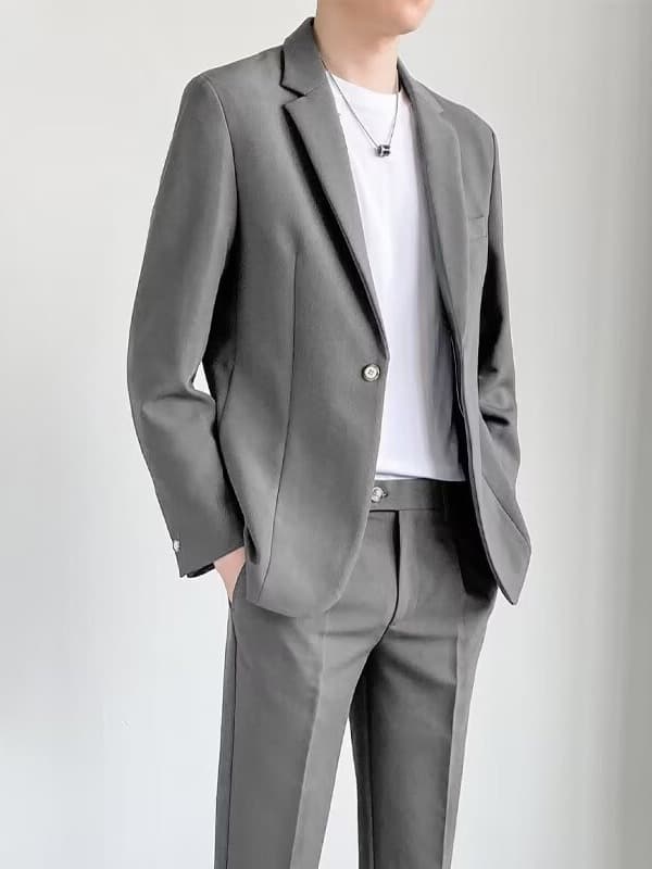Men's suit, set, demi-season jacket, high-quality style, Korean style 4