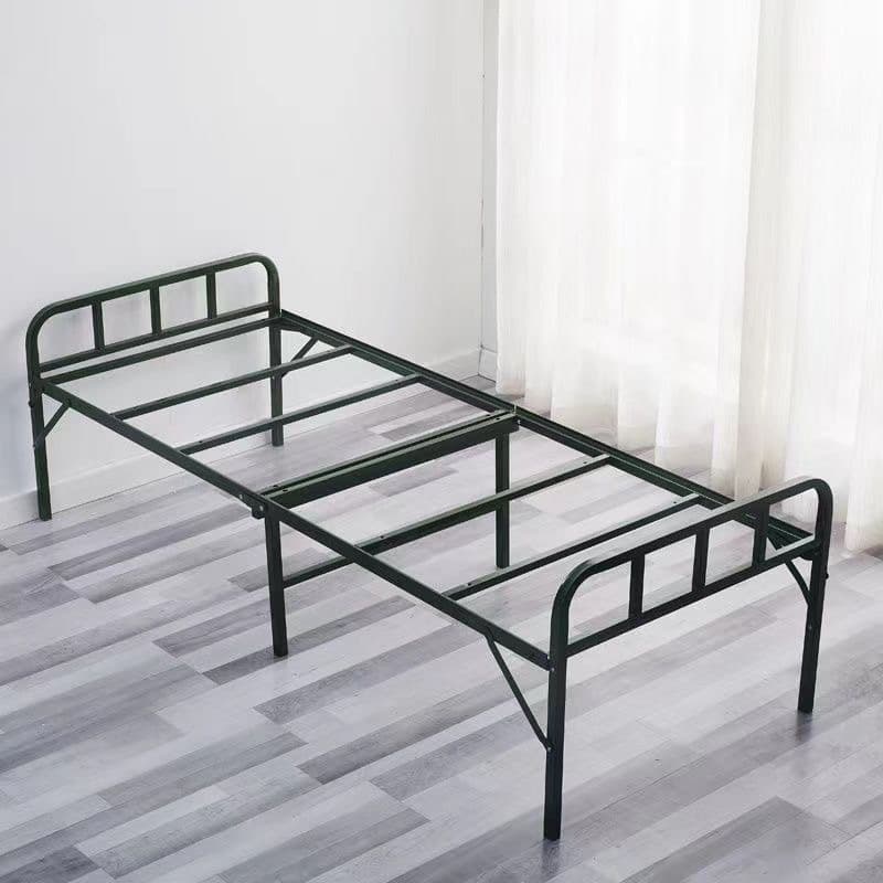 Plastic steel folding bed for one person, apartment dormitory wrought iron bed, outdoor portable steel plastic bed, two-fold bed, student nap 3