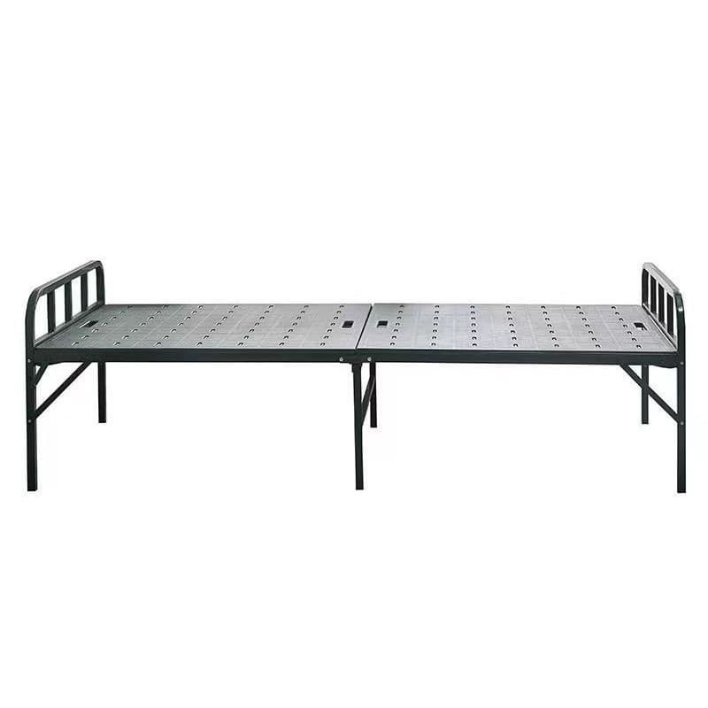 Plastic steel folding bed for one person, apartment dormitory wrought iron bed, outdoor portable steel plastic bed, two-fold bed, student nap 5
