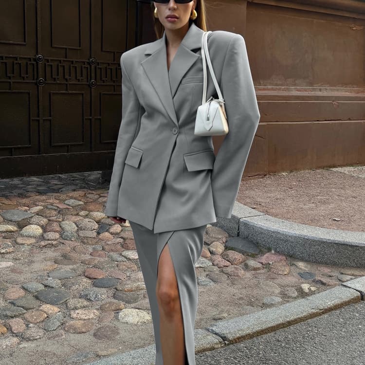 Skirt, classic suit, set, long-sleeve, jacket, city style