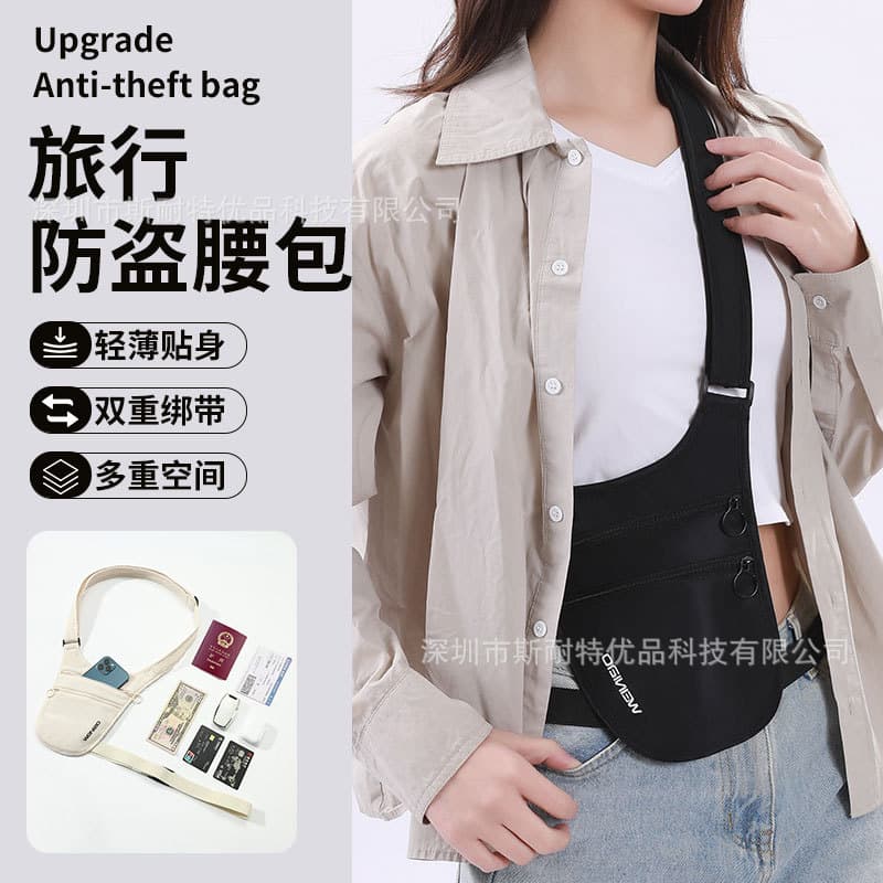 Belt bag for traveling, invisible wallet, phone bag, anti-theft