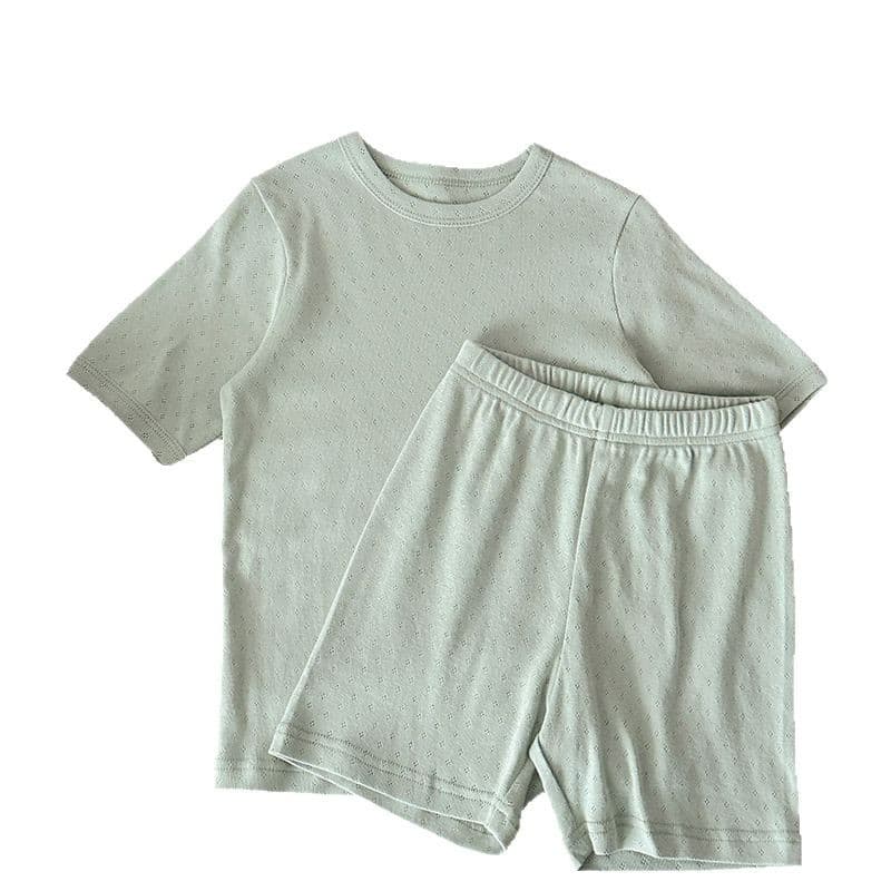 Children's pijama, summer cotton solid color breathable set 5