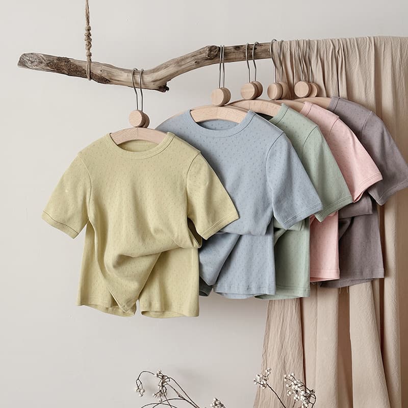 Children's pijama, summer cotton solid color breathable set 1