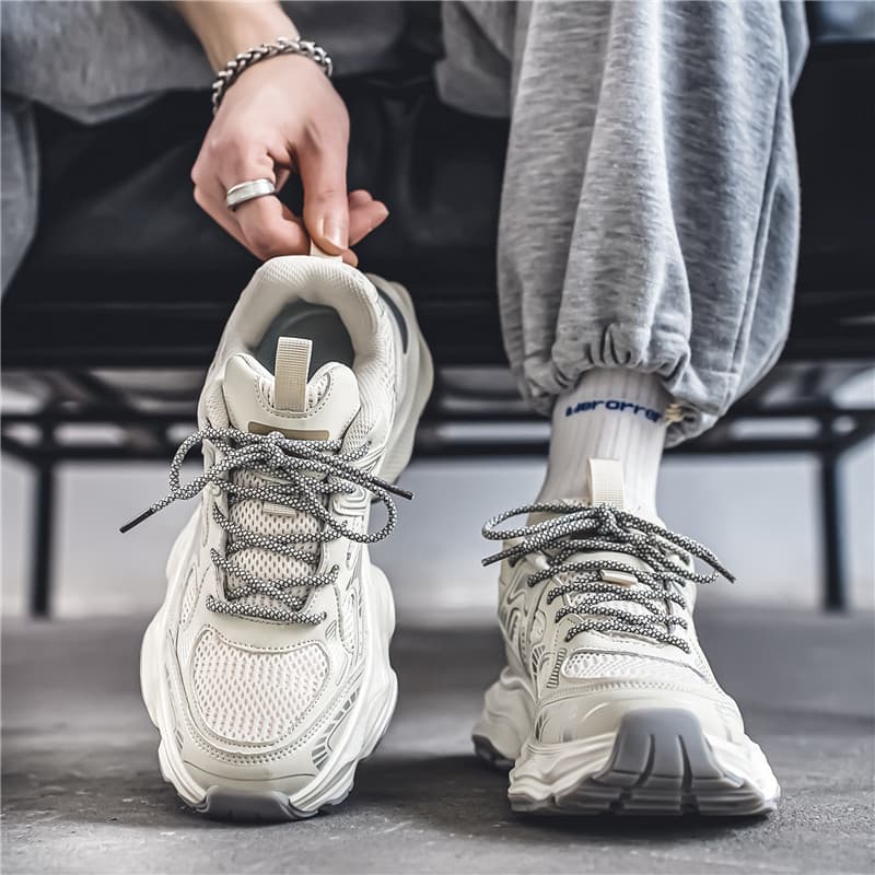 Hong Kong style dad shoes men's autumn trendy brand-like teenager mesh casual versatile thick sole height-enhancing sports shoes