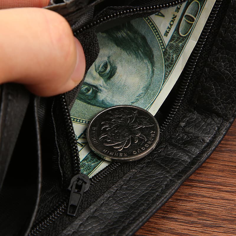 (Cross-border trading), polyurethane short wallet with zipper 4