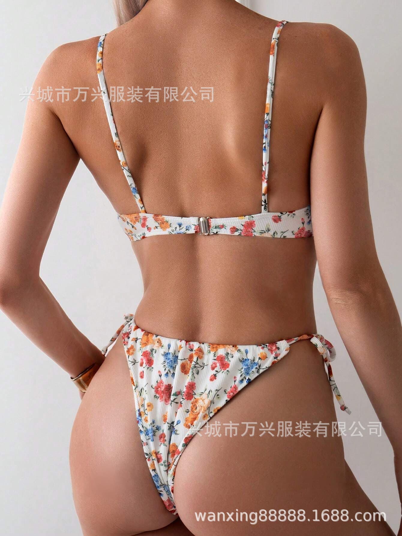 (Cross-border trading), split swimwear, sexy set, push up bra, floral print 5