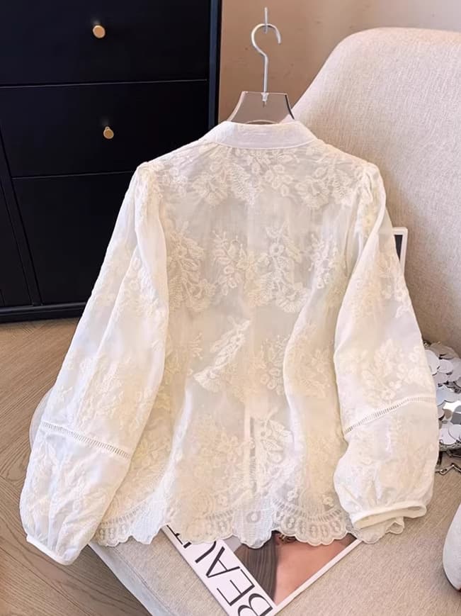 Summer shirt, white long-sleeve, Chinese style, western style 1