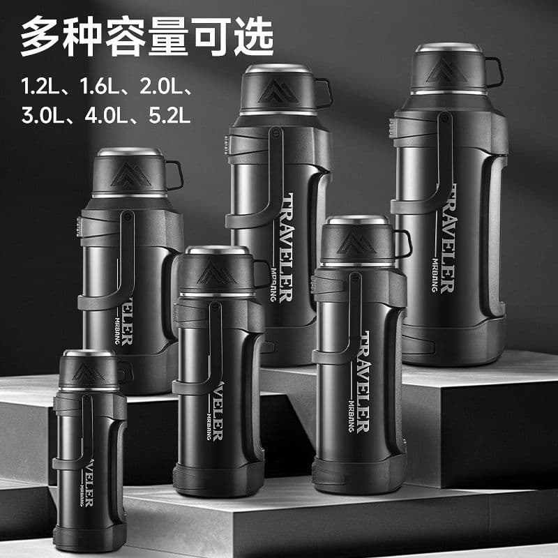 Capacious thermos stainless steel, big handheld tea cup for traveling 2