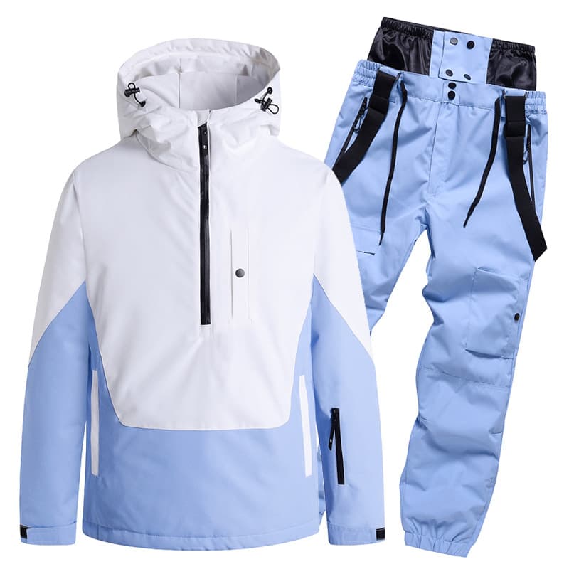 Ski ski suit, waterproof set for men and women, windproof suspenders, trousers, increased thickness 2