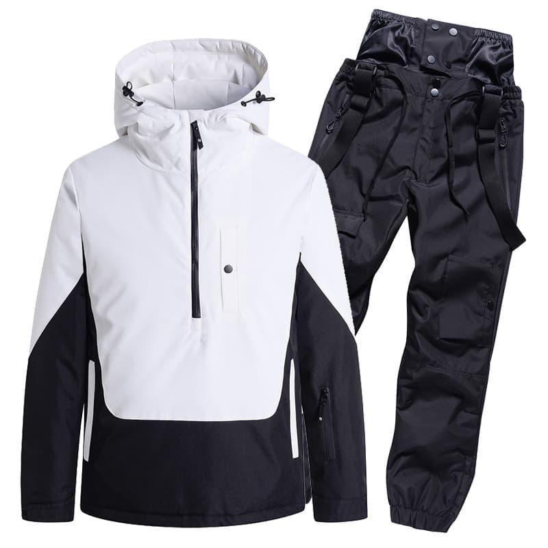 Ski ski suit, waterproof set for men and women, windproof suspenders, trousers, increased thickness 3