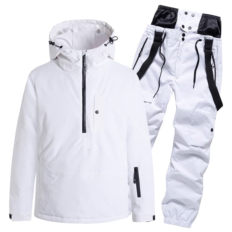 Ski ski suit, waterproof set for men and women, windproof suspenders, trousers, increased thickness 4