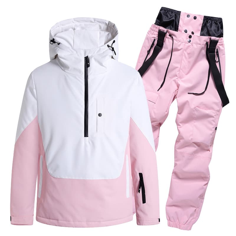 Ski ski suit, waterproof set for men and women, windproof suspenders, trousers, increased thickness 5