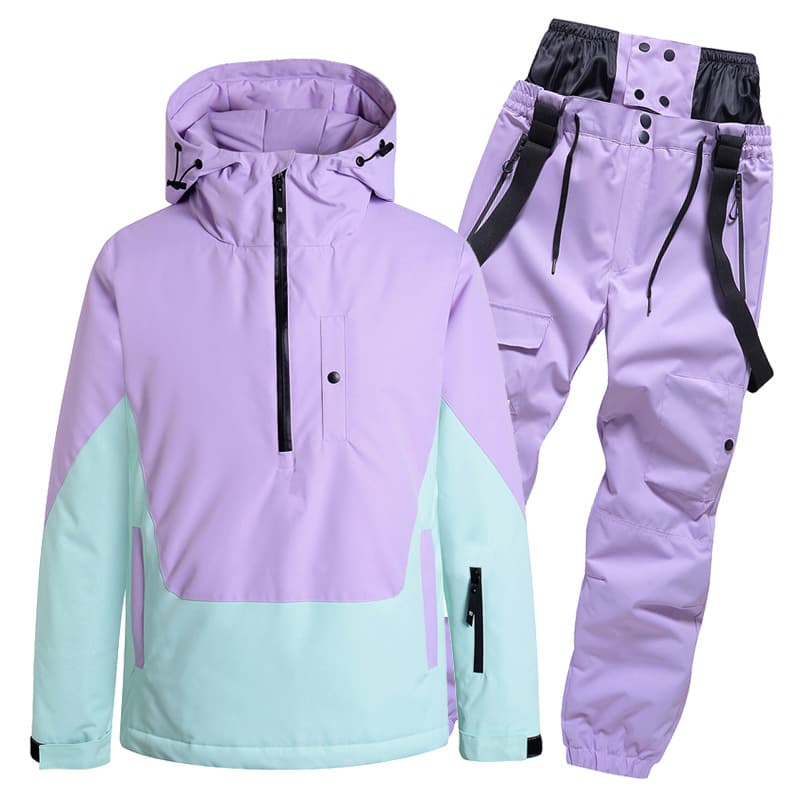 Ski ski suit, waterproof set for men and women, windproof suspenders, trousers, increased thickness 1